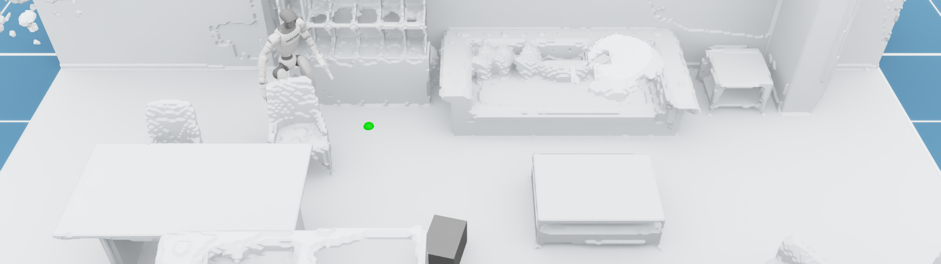 Humanoid approaches a narrow gap